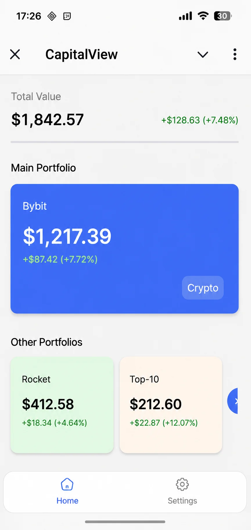CapitalView — portfolio screen
